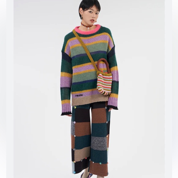 YanYan Sweaters - NEW YanYan Stripe Alpaca, Wool Oversized Sweater